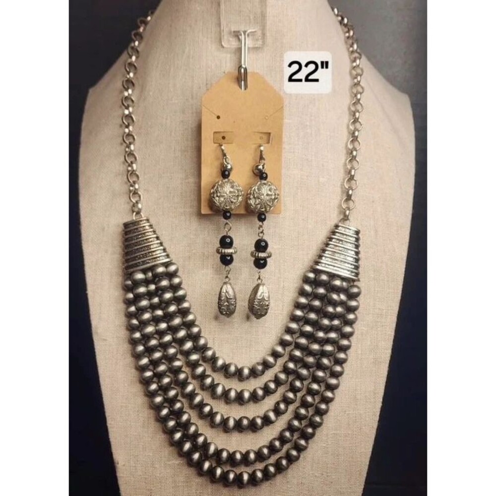 Southwest Multi-Strand Silver Bead Set